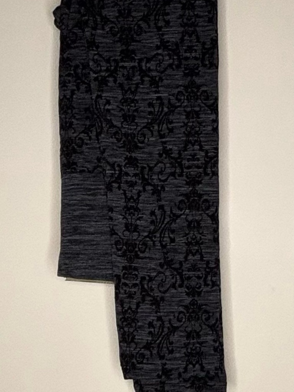 Fleece Lined Black Patterned Knit Pants